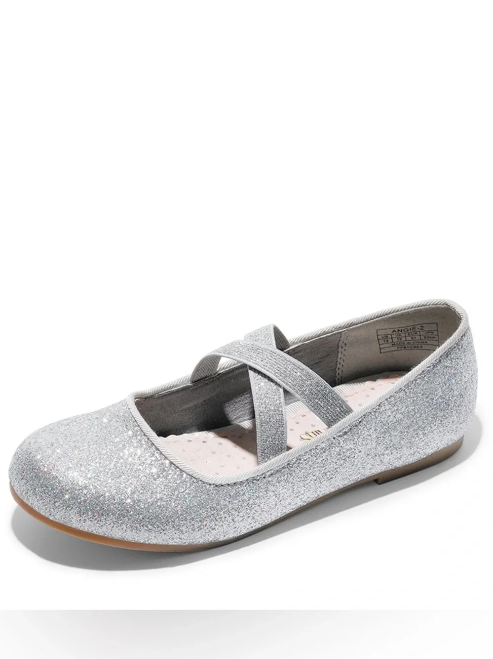 DREAM PAIRS Elastic Strap Silver Glitter Rhinestone Ballerina Flats (5)
